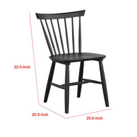 Baylee Side Dining Chair Set of 2, Farmhouse Spindle Back, Black Wood - BM339470
