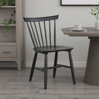 Baylee Side Dining Chair Set of 2, Farmhouse Spindle Back, Black Wood - BM339470