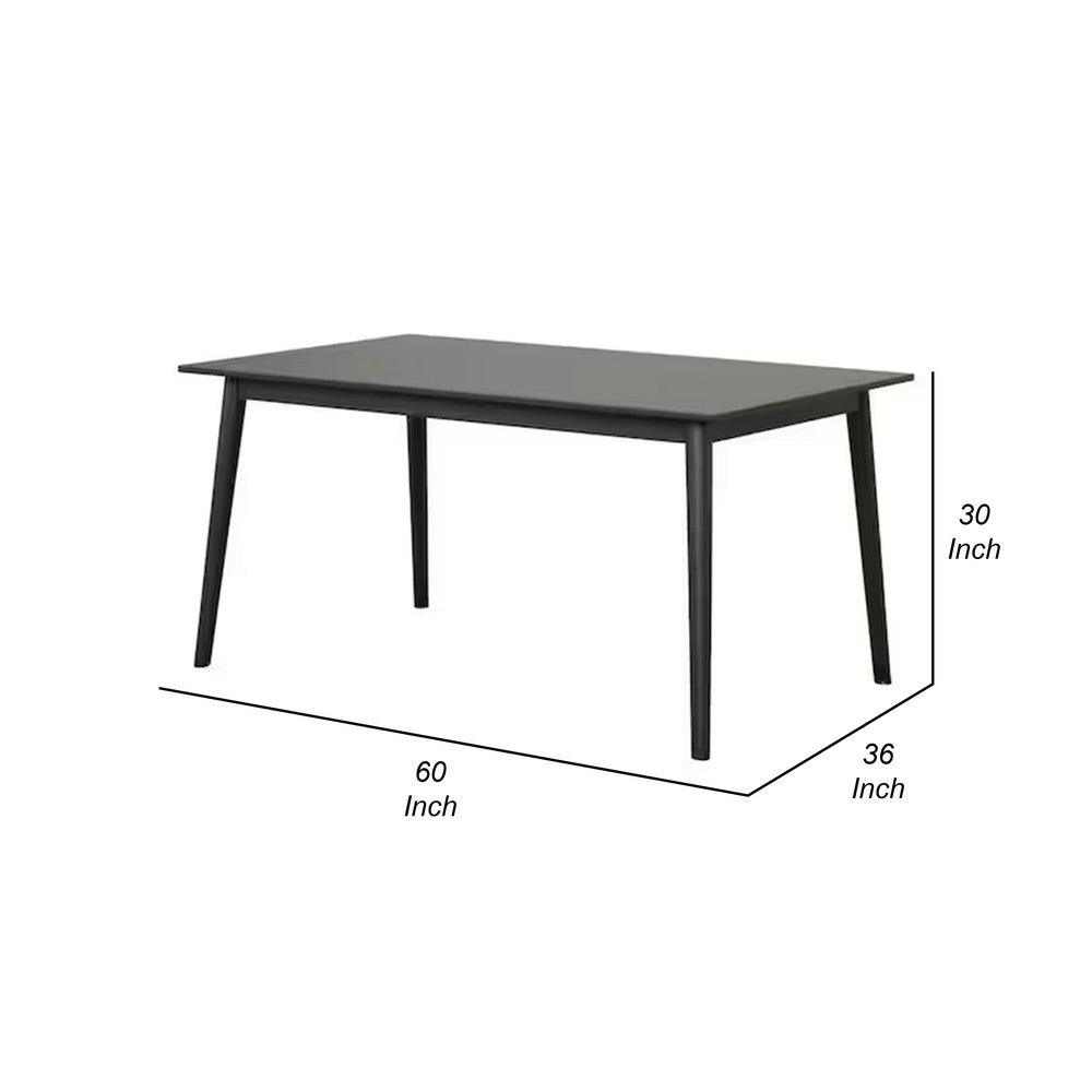Baylee Rectangular Dining Table, Straight Legs, 60 Inch Black Wood Top - BM339471
