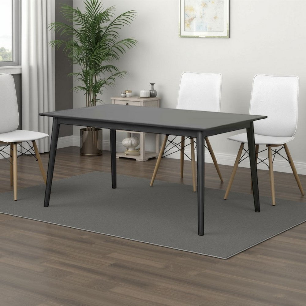 Baylee Rectangular Dining Table, Straight Legs, 60 Inch Black Wood Top - BM339471