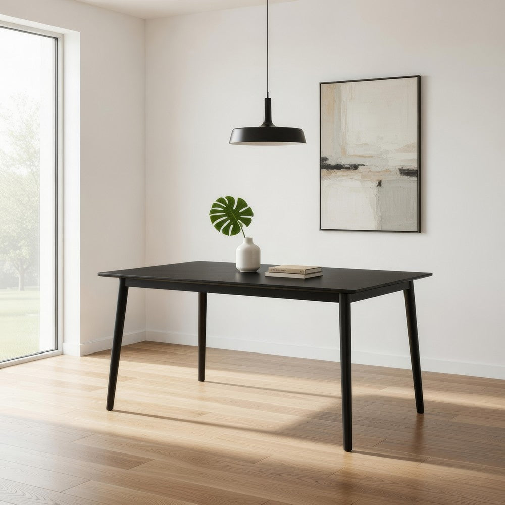 Baylee Rectangular Dining Table, Straight Legs, 60 Inch Black Wood Top - BM339471