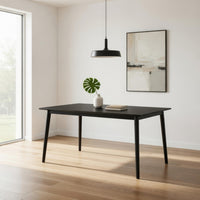 Baylee Rectangular Dining Table, Straight Legs, 60 Inch Black Wood Top - BM339471