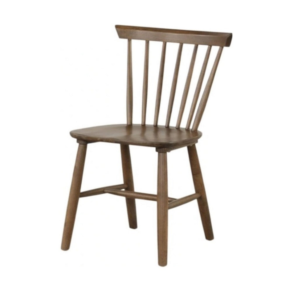 Baylee Side Dining Chair Set of 2, Spindle Back, Tapered Legs, Walnut Wood - BM339472