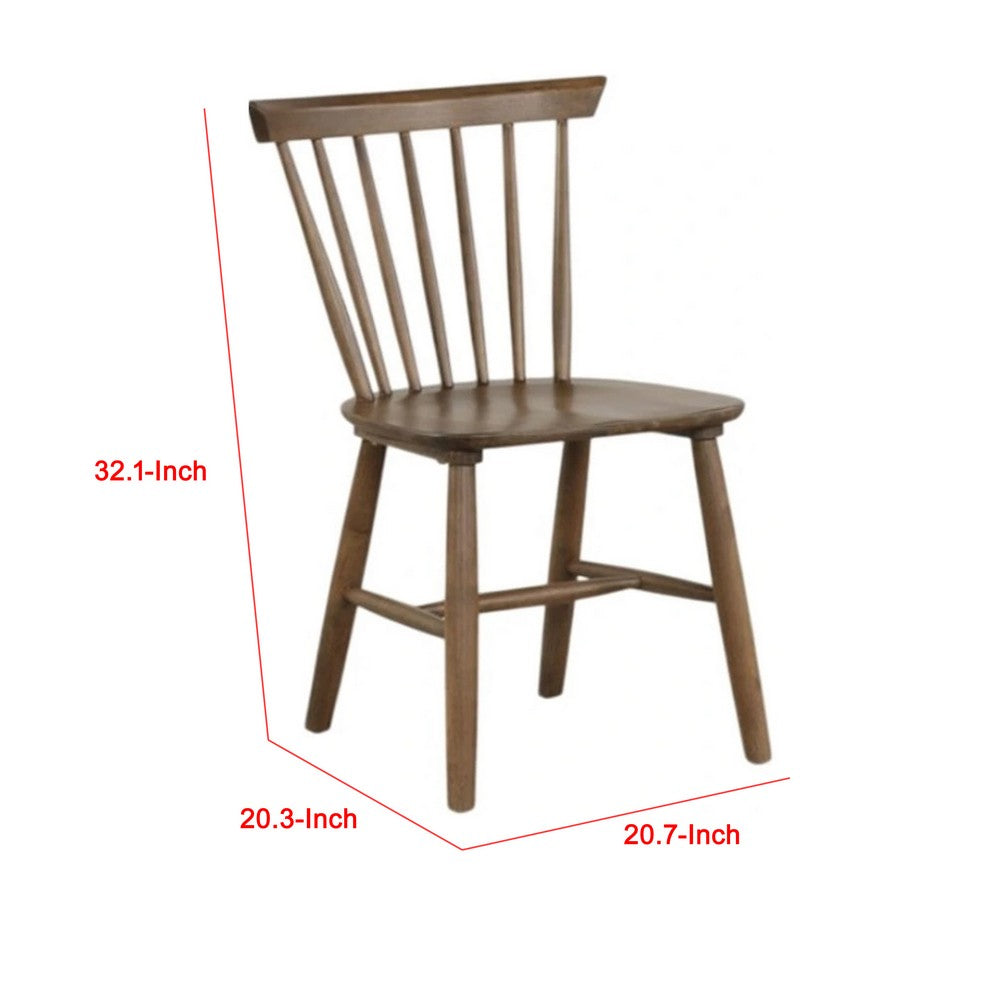 Baylee Side Dining Chair Set of 2, Spindle Back, Tapered Legs, Walnut Wood - BM339472
