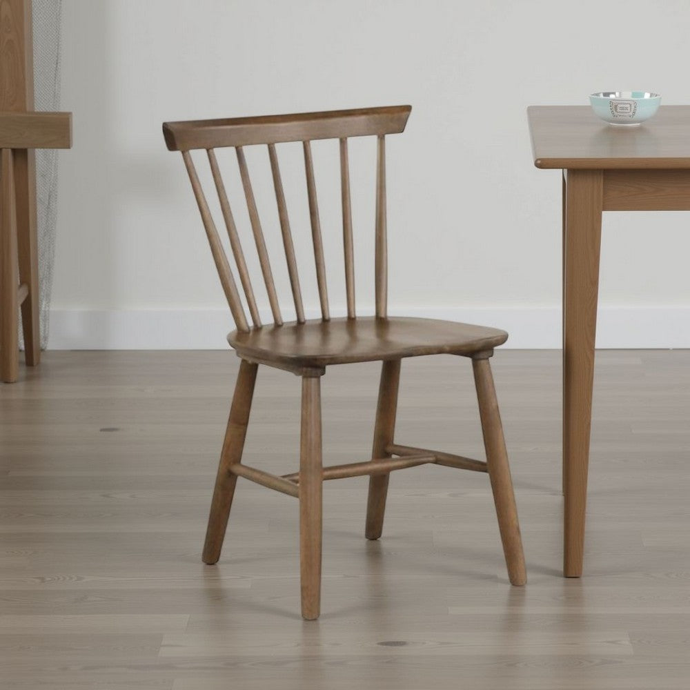 Baylee Side Dining Chair Set of 2, Spindle Back, Tapered Legs, Walnut Wood - BM339472