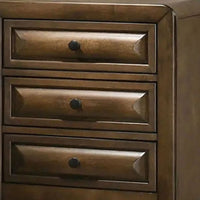 Cair Nightstand w 3 Beveled Drawers, Bronze Metal Knobs, Brown Wood - BM339477