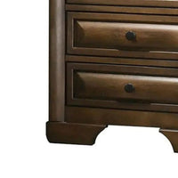 Cair Nightstand w 3 Beveled Drawers, Bronze Metal Knobs, Brown Wood - BM339477