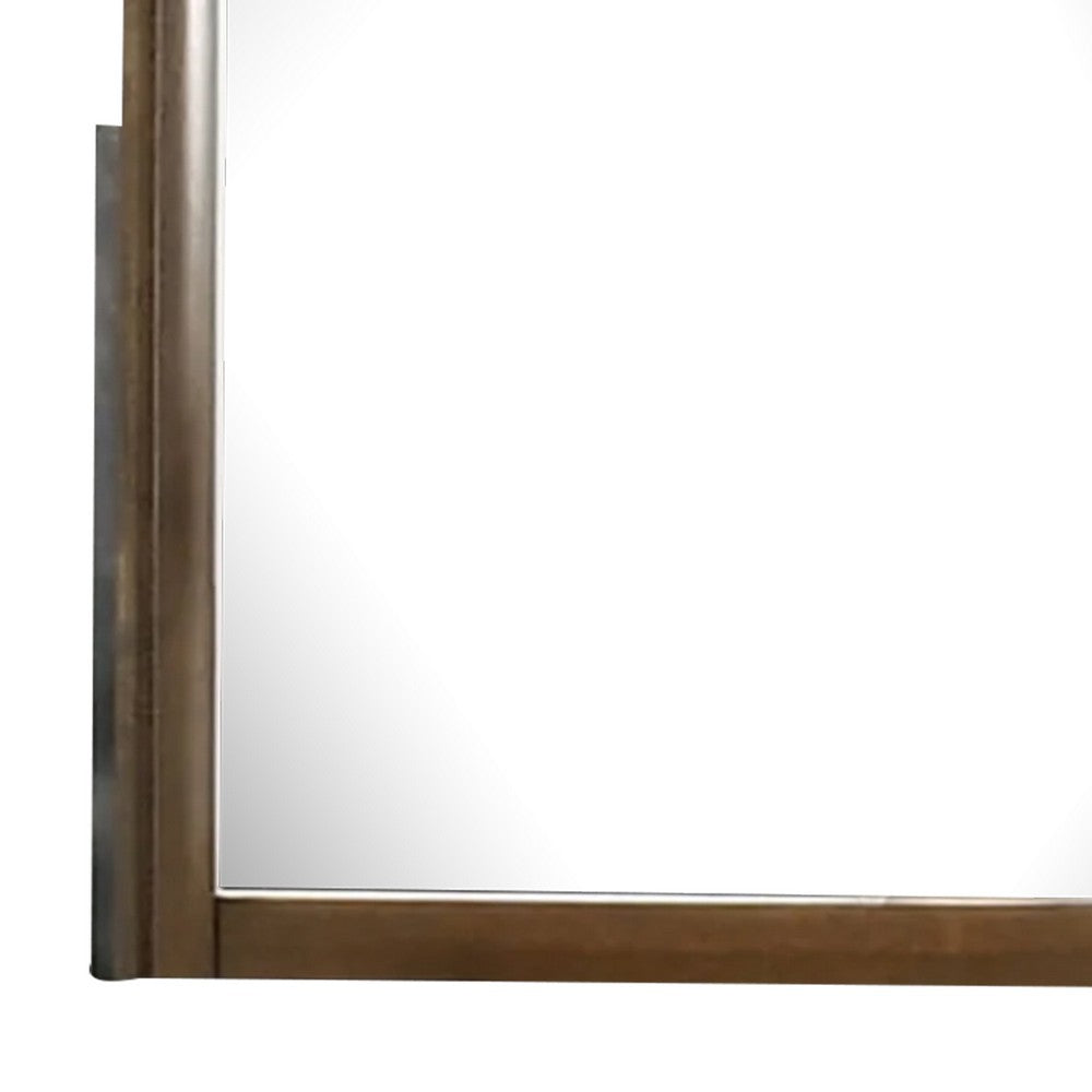 Cair Dresser Mirror, 32 Inch Rectangular Frame, Round Edges, Brown Wood - BM339478