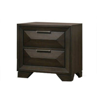 Fema Nightstand, 2 Bevel Drawers, Nickel Handles, Espresso Brown Wood - BM339480