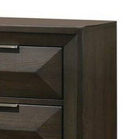 Fema Nightstand, 2 Bevel Drawers, Nickel Handles, Espresso Brown Wood - BM339480
