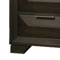 Fema Nightstand, 2 Bevel Drawers, Nickel Handles, Espresso Brown Wood - BM339480