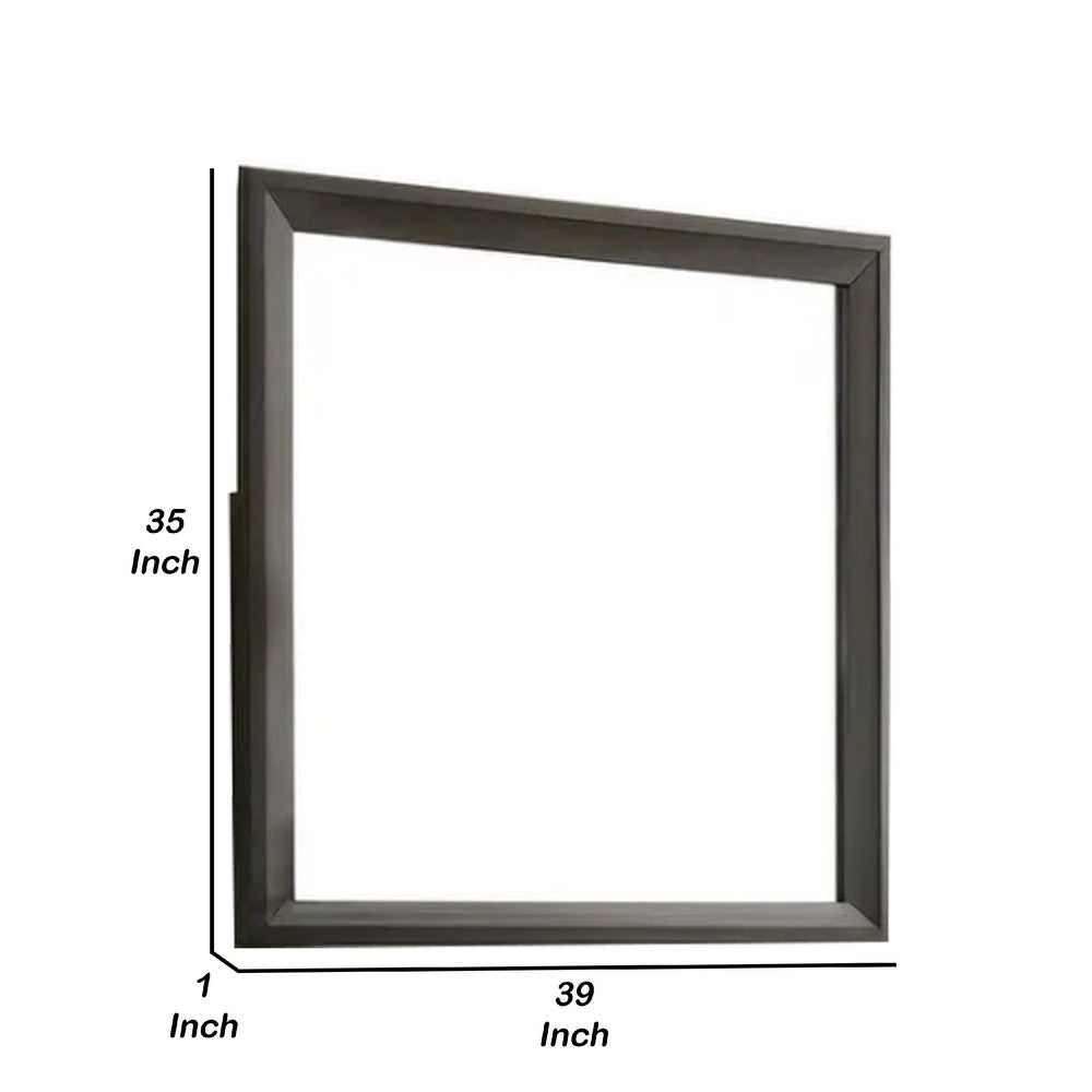 Fema Dresser Mirror, 35 Inch Bevel Edge Frame, Brown Wood - BM339481
