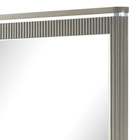 Gema Dresser Mirror, 38 Inch Light Gray Wood, Reeded Design, Silver Accents - BM339482
