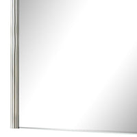 Gema Dresser Mirror, 38 Inch Light Gray Wood, Reeded Design, Silver Accents - BM339482