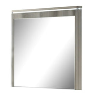 Gema Dresser Mirror, 38 Inch Light Gray Wood, Reeded Design, Silver Accents - BM339482