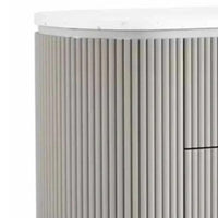 Gema Nightstand, 2 Drawers, Cultured Stone Top, Gray Wood, Silver Trim - BM339483