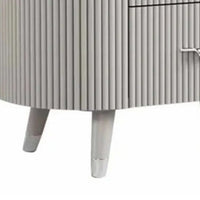 Gema Nightstand, 2 Drawers, Cultured Stone Top, Gray Wood, Silver Trim - BM339483