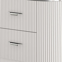 Alda Nightstand w 2 Drawers, Black Stone Top, Light Gray Wood, Silver - BM339485