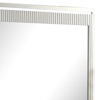 Alda Dresser Mirror, Rectangular Gray Reeded Wood, Silver Trim, 38x40 - BM339486