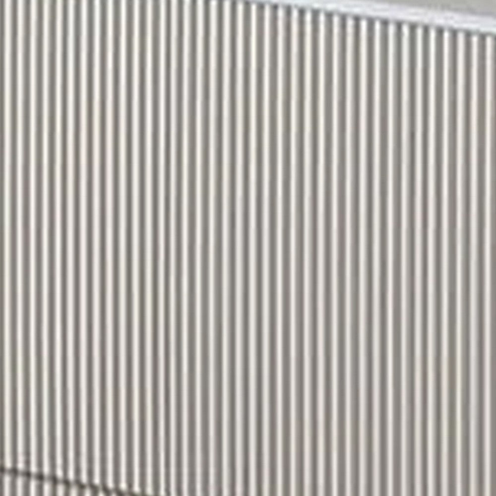 Alda Dresser Mirror, Rectangular Gray Reeded Wood, Silver Trim, 38x40 - BM339486