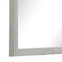Alda Dresser Mirror, Rectangular Gray Reeded Wood, Silver Trim, 38x40 - BM339486