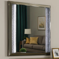Levi Dresser Mirror, 38 Inch, Leaf Pattern Molding w LED, Dark Gray Wood - BM339487