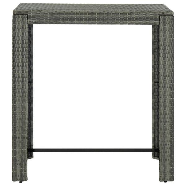 Outdoor Bar Height Table, Powder Coated Steel, 40 Inch, Gray Wicker Rattan - BM339647