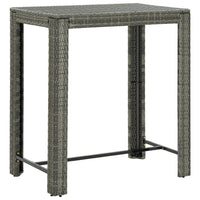 Outdoor Bar Height Table, Powder Coated Steel, 40 Inch, Gray Wicker Rattan - BM339647