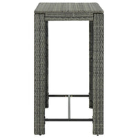 Outdoor Bar Height Table, Powder Coated Steel, 40 Inch, Gray Wicker Rattan - BM339647