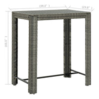 Outdoor Bar Height Table, Powder Coated Steel, 40 Inch, Gray Wicker Rattan - BM339647
