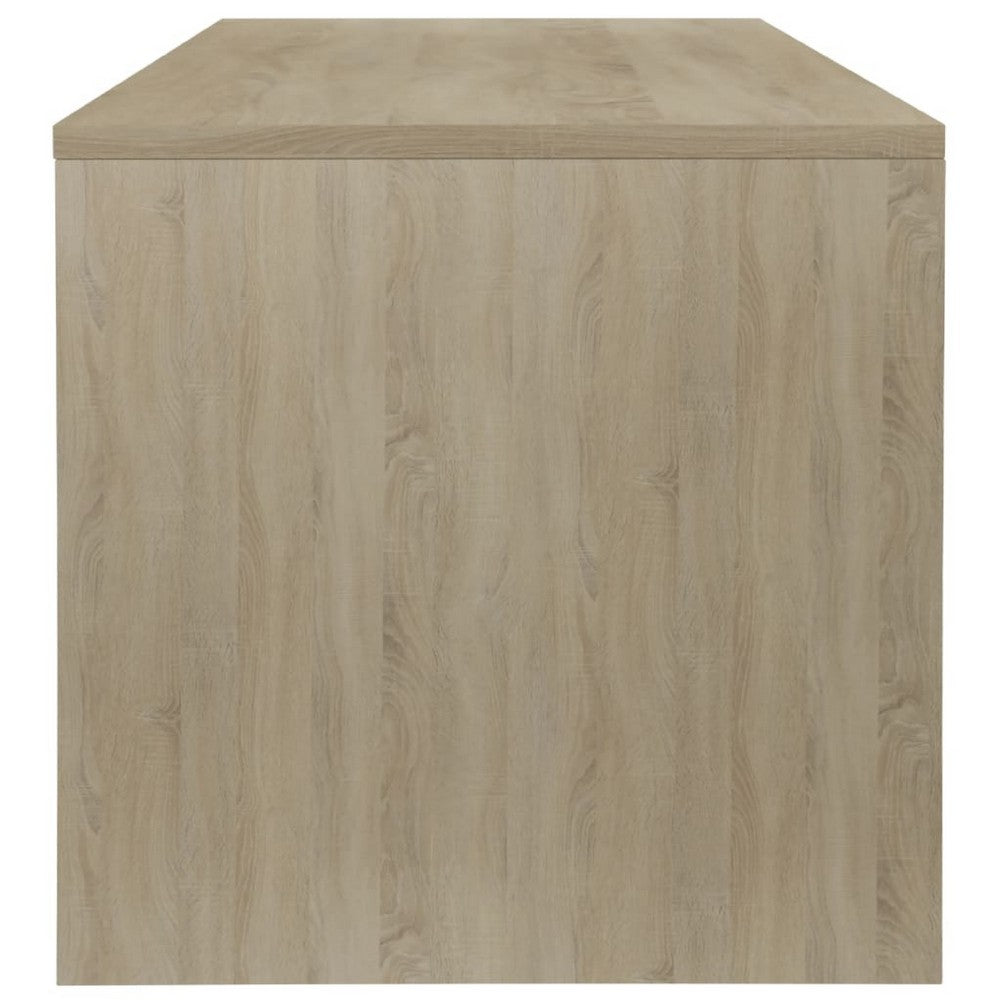 39 Inch Coffee Table w Shelf, Rectangular, Oak Beige and White Wood - BM339648