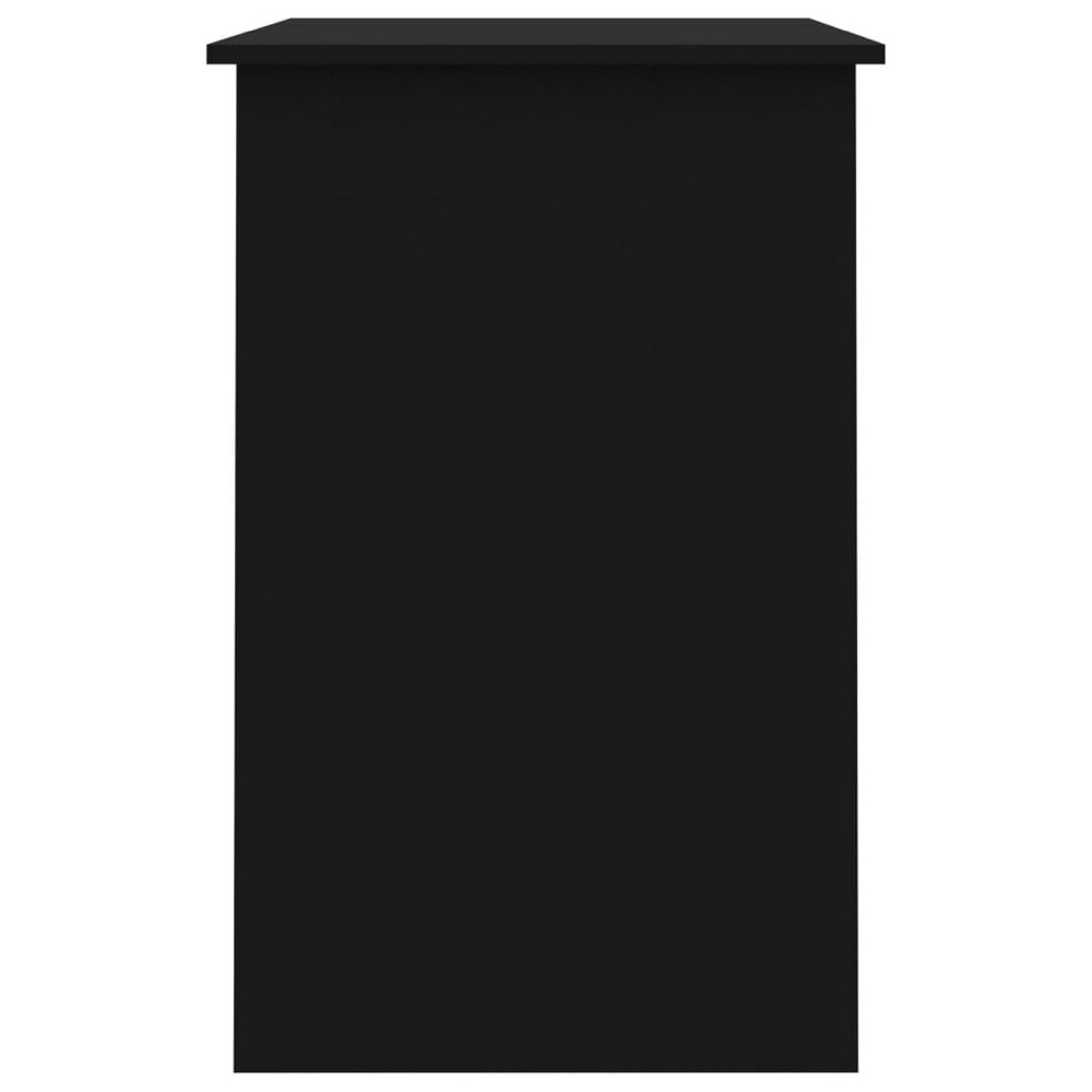 Ami Office Desk, 1 Drawer and Cabinet Door, Black Wood, Chrome Handle - BM339649