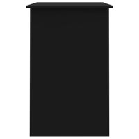 Ami Office Desk, 1 Drawer and Cabinet Door, Black Wood, Chrome Handle - BM339649