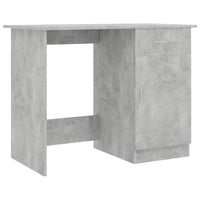Ami Office Desk, 1 Drawer and Cabinet Door, Gray Wood, Chrome Handle - BM339651