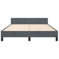 Moa Full Size Bed Frame, Low Profile Headboard, Dark Gray Velvet Upholstery - BM339655