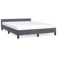 Moa Full Size Bed Frame, Low Profile Headboard, Dark Gray Velvet Upholstery - BM339655