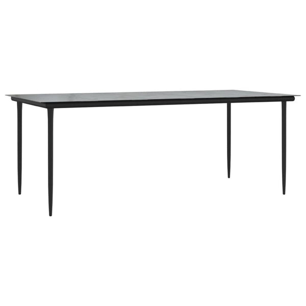 Jen Outdoor Patio Dining Table, 79 Inch Glass Top, Black Steel Frame - BM339656
