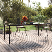 Jen Outdoor Patio Dining Table, 79 Inch Glass Top, Black Steel Frame - BM339656