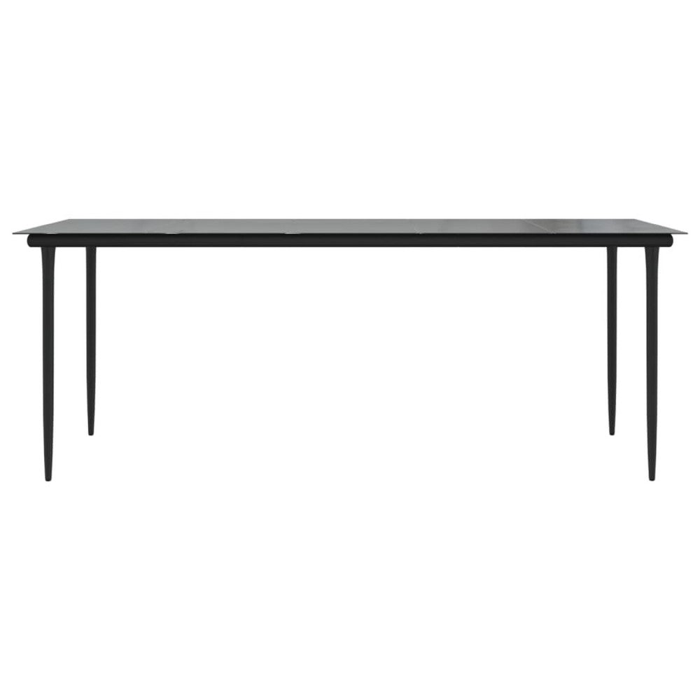 Jen Outdoor Patio Dining Table, 79 Inch Glass Top, Black Steel Frame - BM339656
