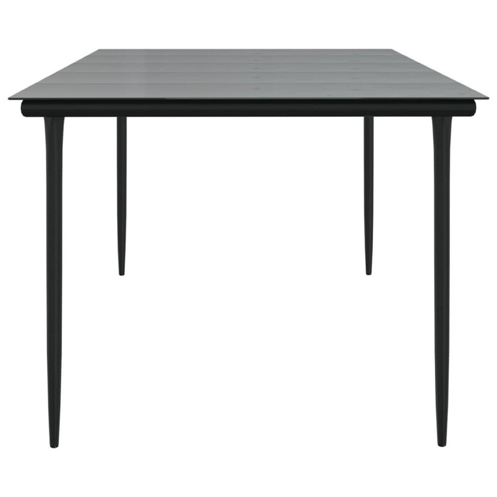 Jen Outdoor Patio Dining Table, 79 Inch Glass Top, Black Steel Frame - BM339656