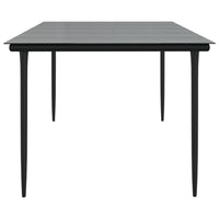 Jen Outdoor Patio Dining Table, 79 Inch Glass Top, Black Steel Frame - BM339656