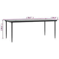 Jen Outdoor Patio Dining Table, 79 Inch Glass Top, Black Steel Frame - BM339656