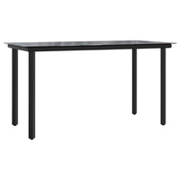 Jen Outdoor Patio Dining Table, Black Steel Frame, 79 Inch Glass Top - BM339657