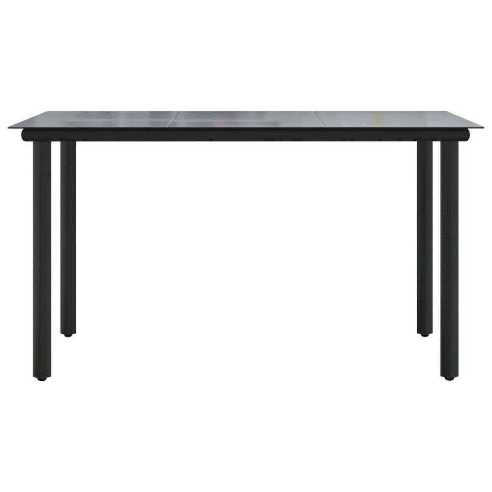 Jen Outdoor Patio Dining Table, Black Steel Frame, 79 Inch Glass Top - BM339657