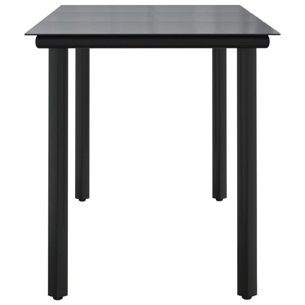 Jen Outdoor Patio Dining Table, Black Steel Frame, 79 Inch Glass Top - BM339657