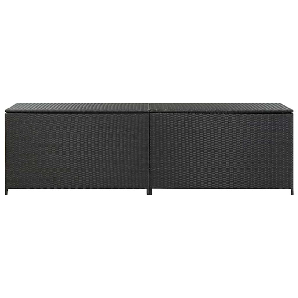 Jer Outdoor Storage Box with Gas Lift, 79 Inch Black Rattan Woven - BM339658