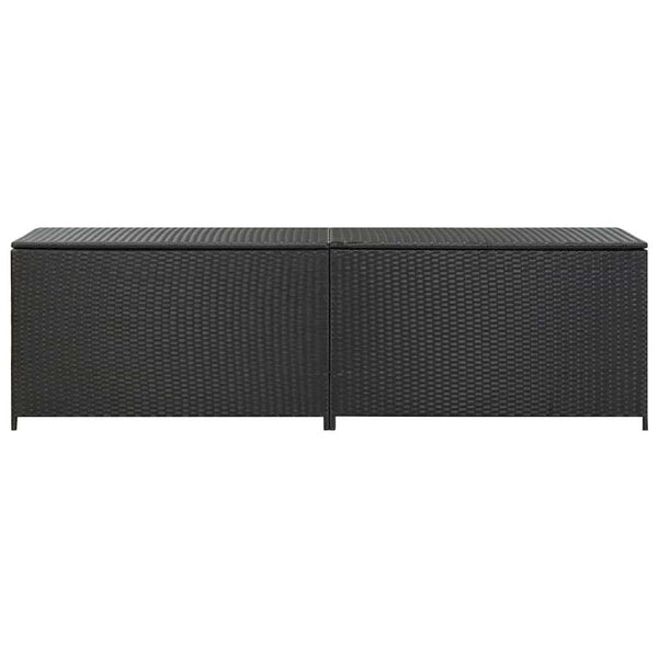 Jer Outdoor Storage Box with Gas Lift, 79 Inch Black Rattan Woven - BM339658