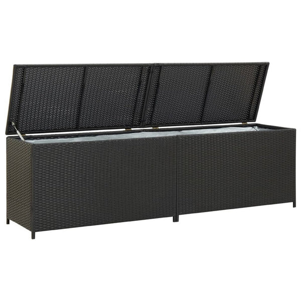 Jer Outdoor Storage Box with Gas Lift, 79 Inch Black Rattan Woven - BM339658