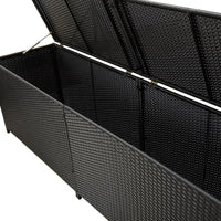 Jer Outdoor Storage Box with Gas Lift, 79 Inch Black Rattan Woven - BM339658