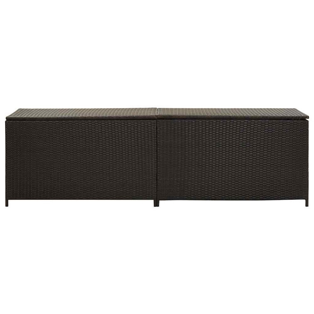 Jer Outdoor Storage Box with Gas Lift, 79 Inch Brown Rattan Woven - BM339659